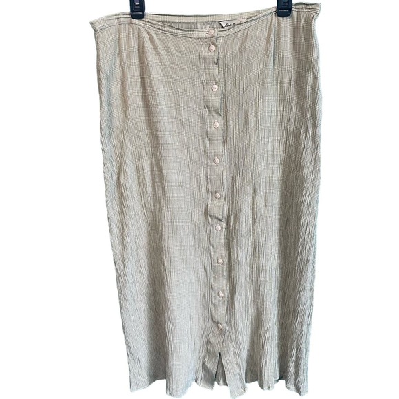 Eddie Bauer Vintage Light Green Plaid Crinkle Skirt Women's 16 - Picture 1 of 11